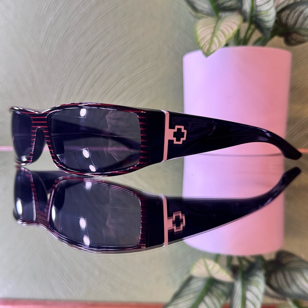 SPY+ Cooper Men’s Sunglasses with Stylish Black and Red Pinstripe Frames